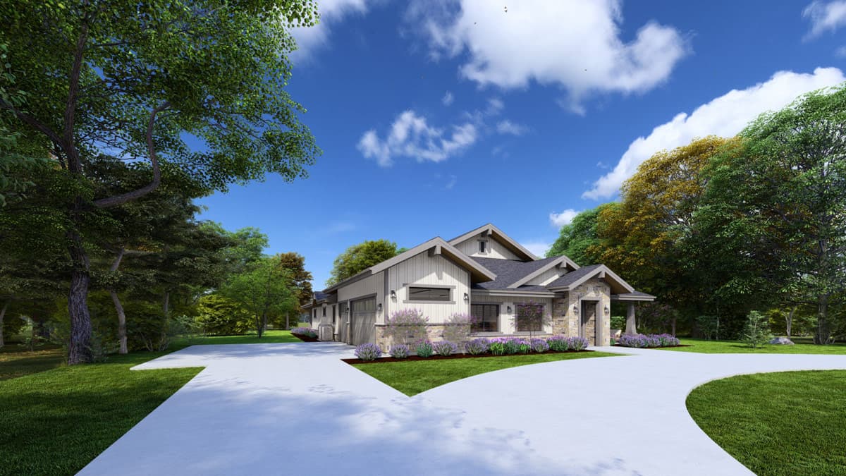 Plan 64574SC: Modern Craftsman House Plan with 3,321 Square Feet and Three-Car Garage - Image #3 - Country, Craftsman, Modern Farmhouse, Mountain