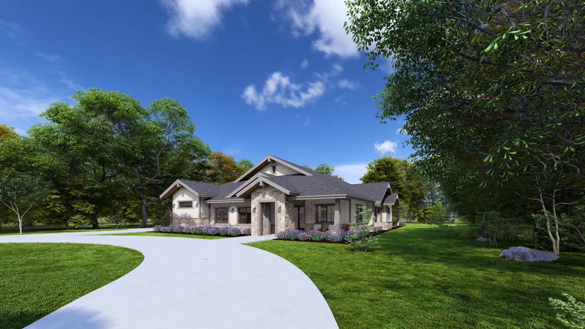 Plan 64574SC: Modern Craftsman House Plan with 3,321 Square Feet and Three-Car Garage - Image #2 - Country, Craftsman, Modern Farmhouse, Mountain