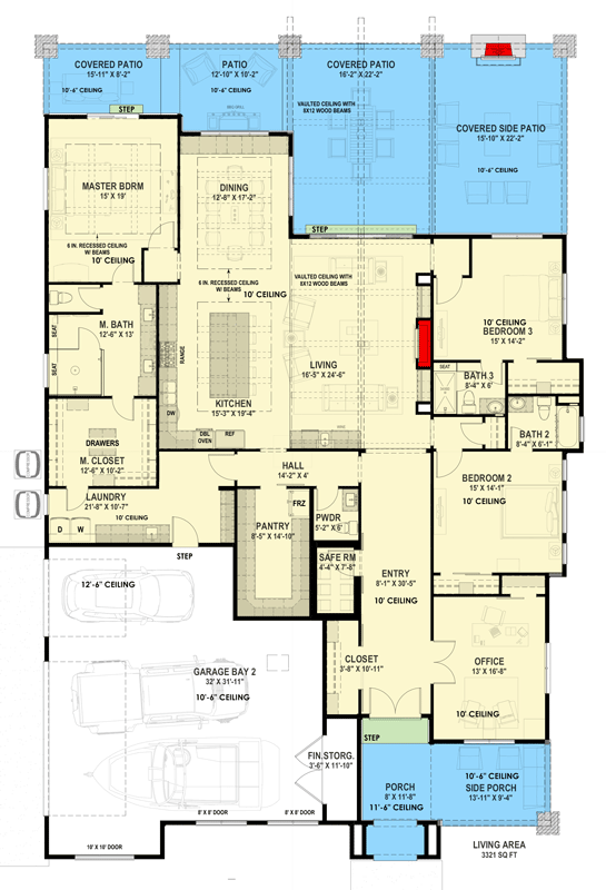 Plan 64574SC: Modern Craftsman House Plan with 3,321 Square Feet and Three-Car Garage - Floor Plan - Image #12 - Country, Craftsman, Modern Farmhouse, Mountain