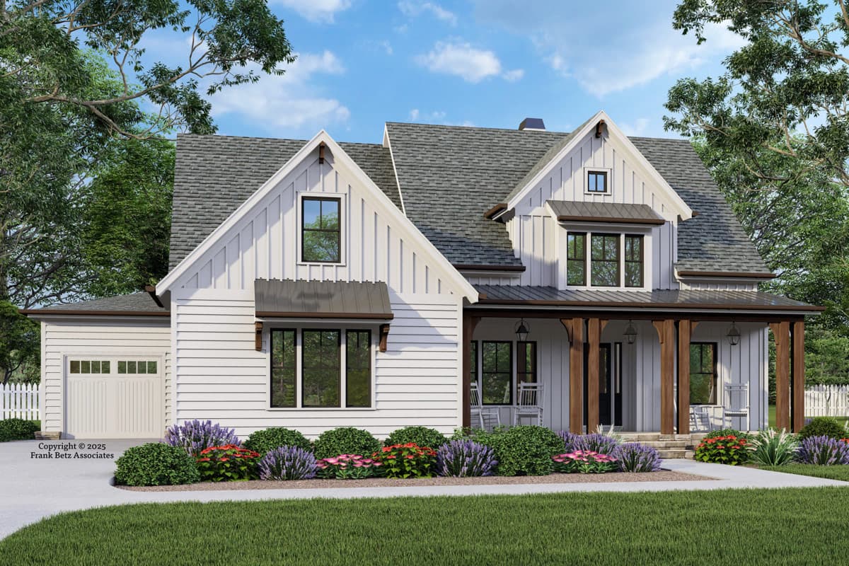 Plan image - 710452BTZ:4-Bed Modern Farmhouse House Plan with Main Level Primary Suite