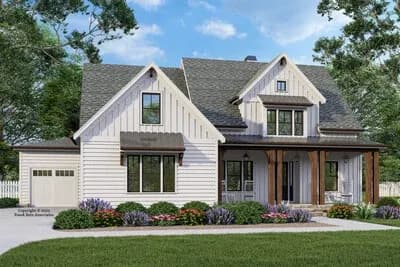 4-Bed Modern Farmhouse House Plan with Main Level Primary Suite