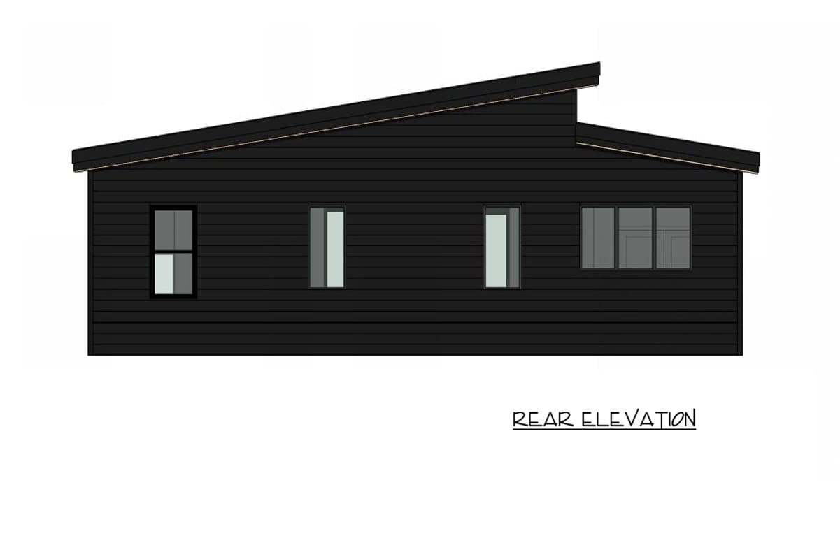 Plan 421047HFC: Modern Two Bedroom Mountain Cabin House Plan with Open Living Area - Image #4 - Cabin, Contemporary, Modern, Mountain