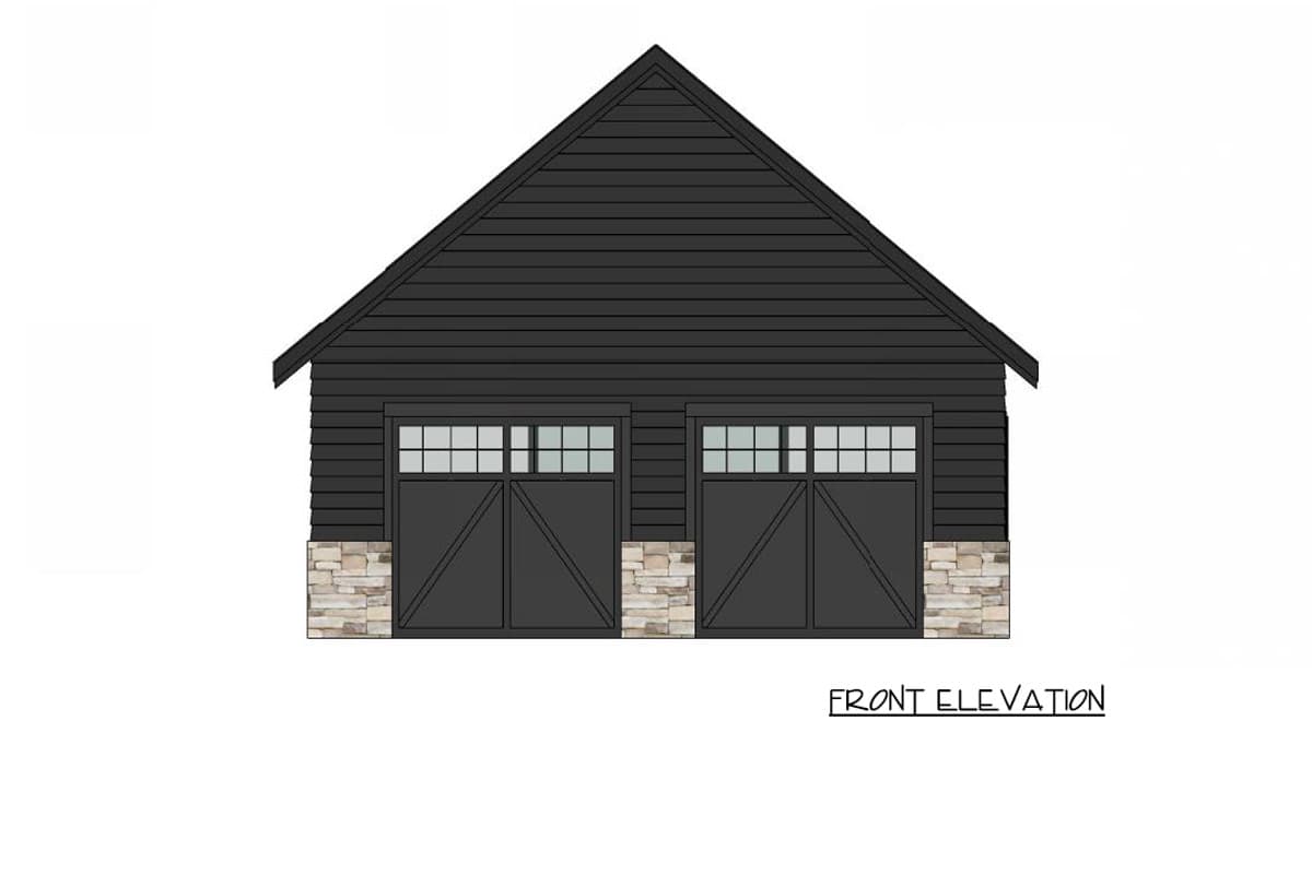Plan 421048HFC: Farmhouse Two Car Garage House Plan with Steep Roofline - Image #2 - Farmhouse, New American