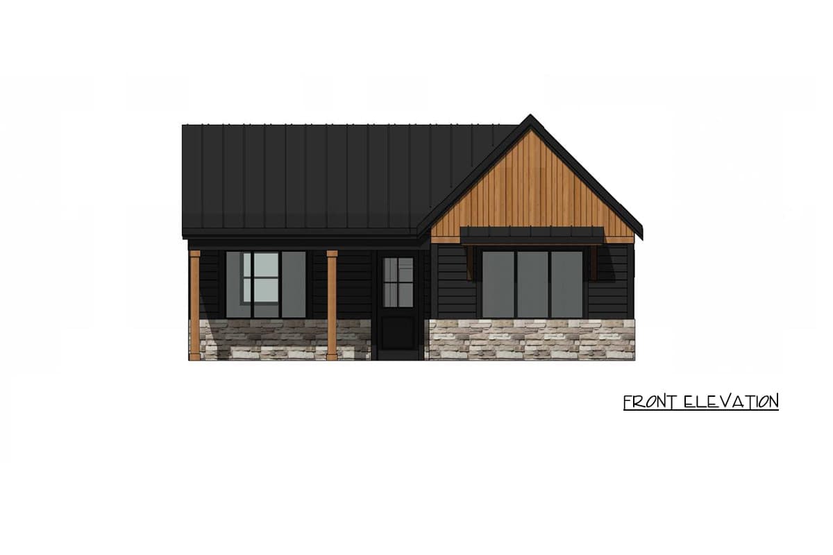 Plan 421049HFC: Three Bedroom Mountain Cottage House Plan with Vaulted Living Room - Image #2 - Cottage, Country, Mountain, New American