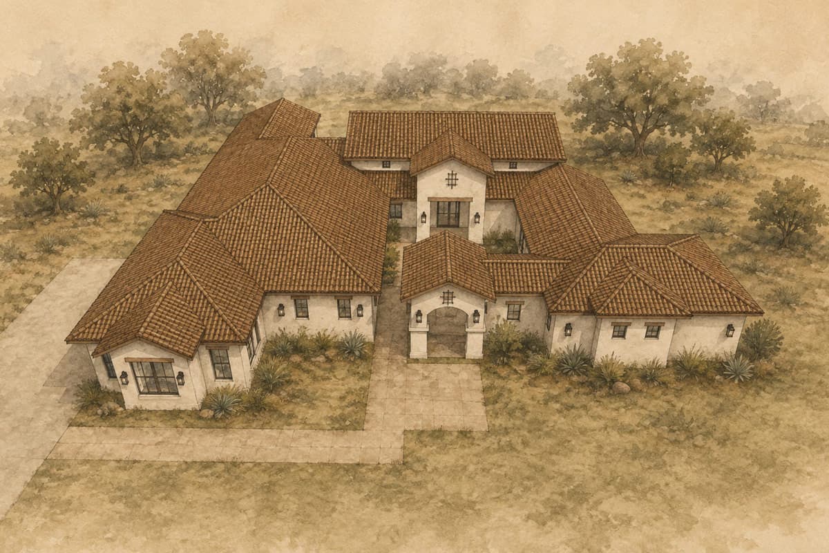 Plan 150036HRP: Sprawling Spanish Ranch House Plan with Courtyard and Three Bedrooms - Image #12 - Ranch, Spanish