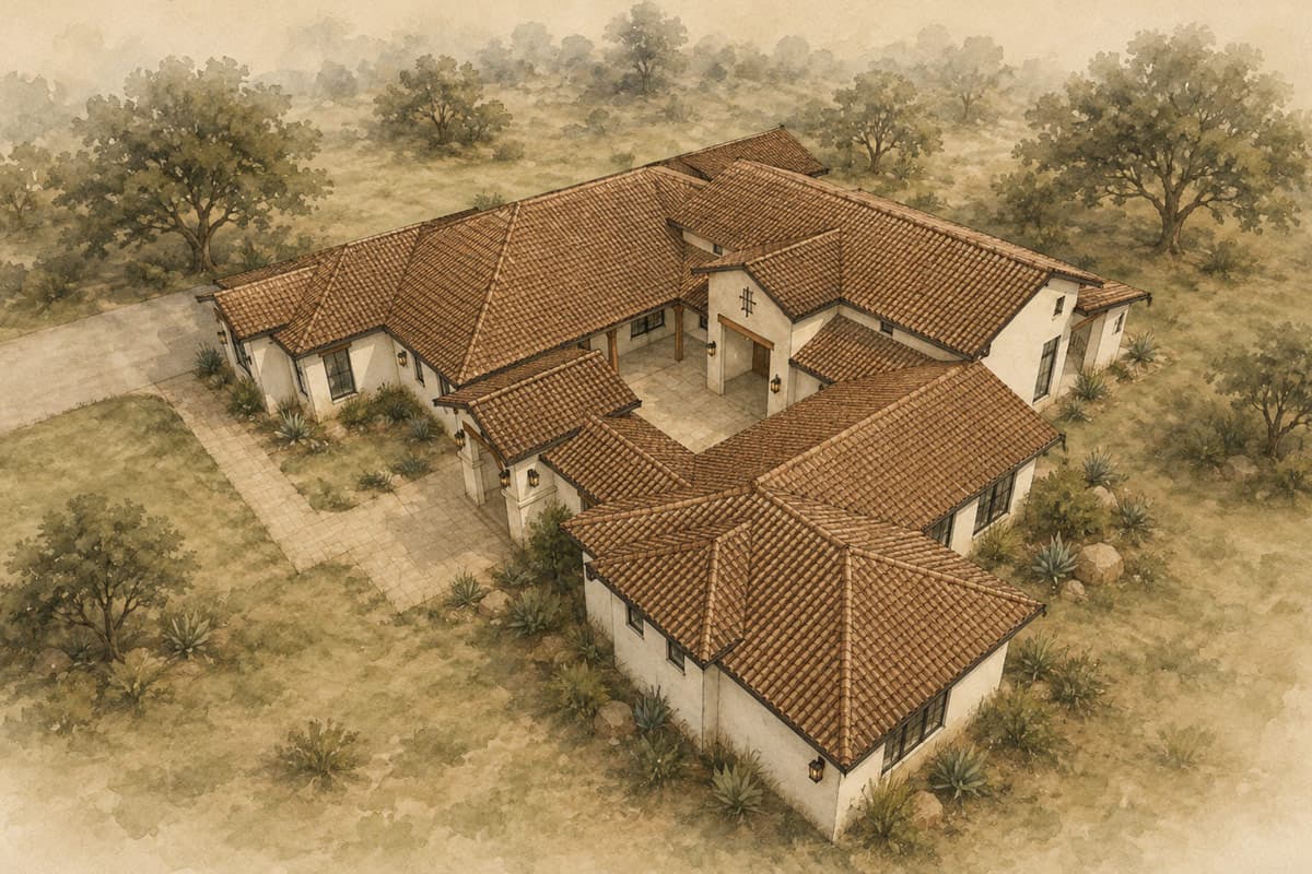 Plan 150036HRP: Sprawling Spanish Ranch House Plan with Courtyard and Three Bedrooms - Image #13 - Ranch, Spanish