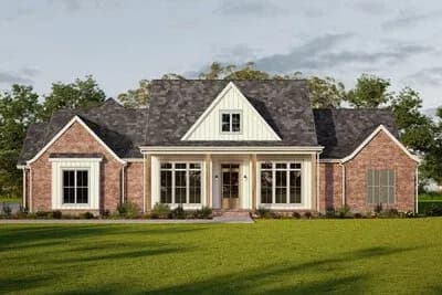 Transitional Farmhouse House Plan with Five Bedrooms and Three-Car Garage