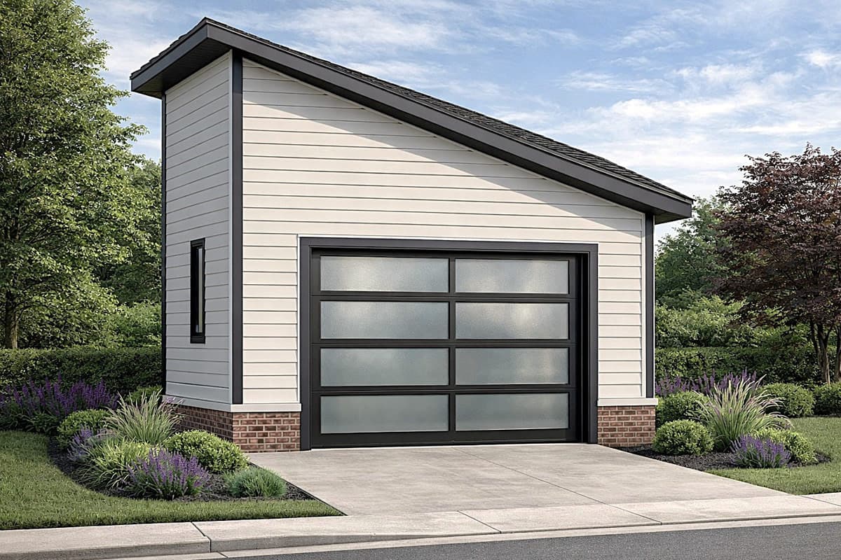 Plan image - 83683CRW:Modern One Car Garage House Plan with Sleek Aesthetic
