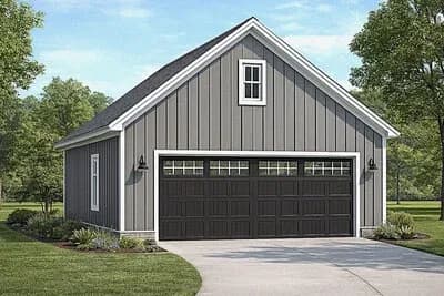 Farmhouse Style Two Car Garage House Plan