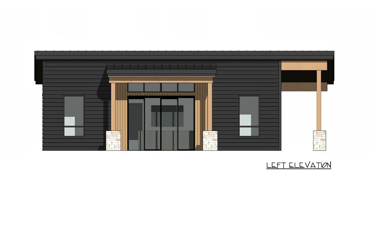 Plan 421050HFC: Mid-Century Modern Cabin ADU House Plan with Two Bedrooms and Expansive Porches - Image #3 - Cabin, Mid Century Modern, Modern, Mountain, Northwest