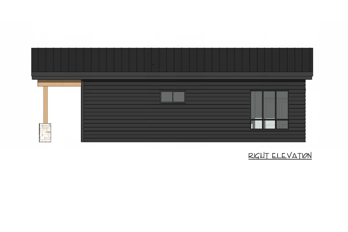 Plan 421050HFC: Mid-Century Modern Cabin ADU House Plan with Two Bedrooms and Expansive Porches - Image #5 - Cabin, Mid Century Modern, Modern, Mountain, Northwest