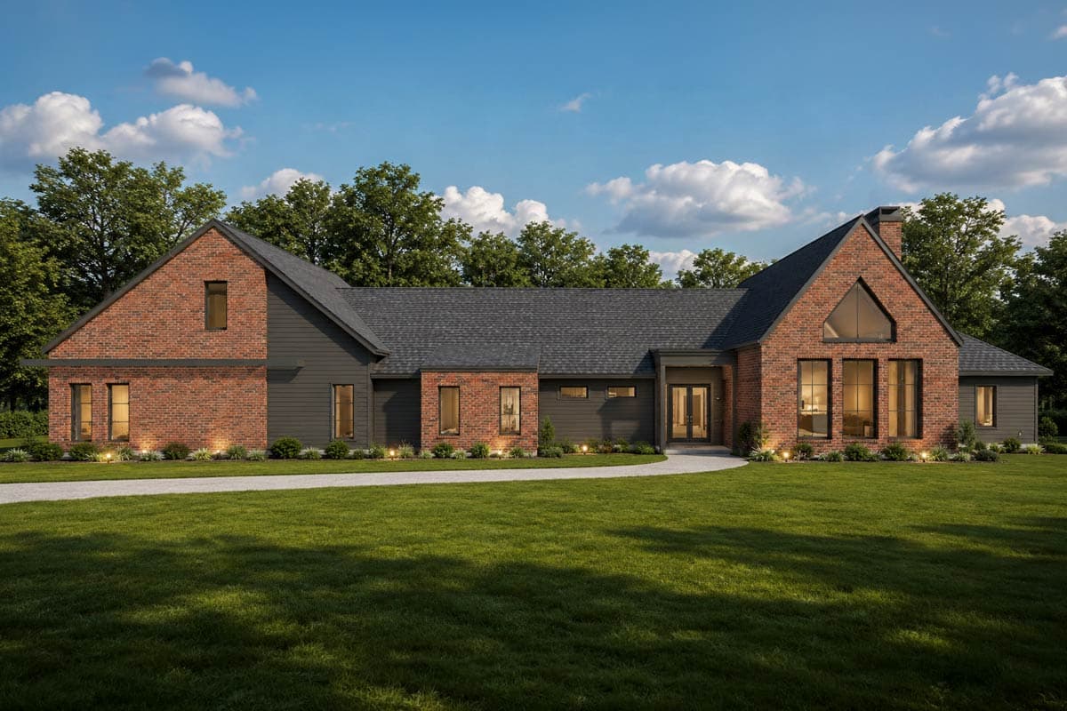 Plan 185056PHD: Contemporary Transitional House Plan with Five Bedrooms and Three-Car Garage - Image #2 - Contemporary, Modern, Transitional