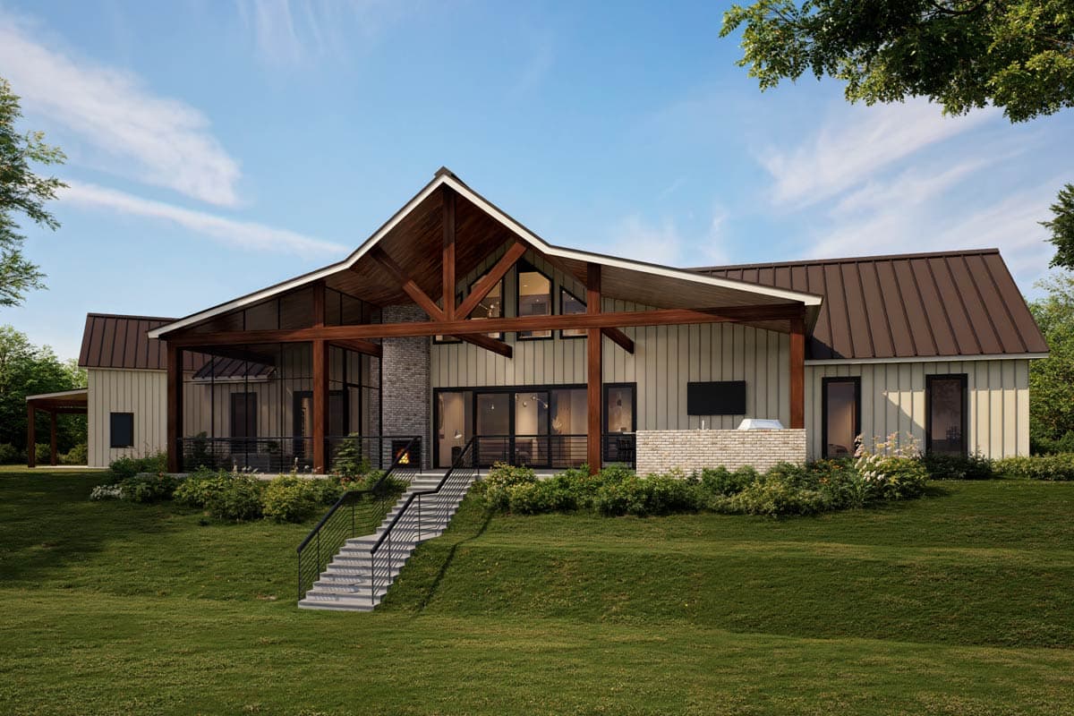 Plan image - 185057PHD:Rustic Mountain House Plan Featuring Four Bedrooms and Outdoor Kitchen