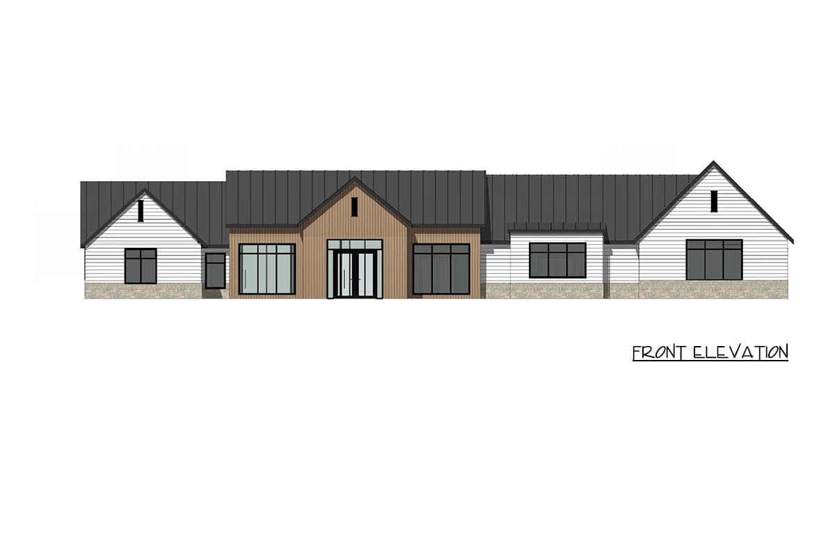 Plan 420200WNT: Contemporary Transitional Ranch House Plan with 4 Bedrooms and 3-Car Garage - Image #4 - Contemporary, Ranch, Transitional