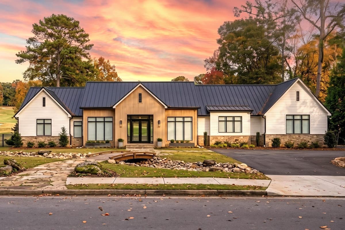 Plan image - 420200WNT:Contemporary Transitional Ranch House Plan with 4 Bedrooms and 3-Car Garage