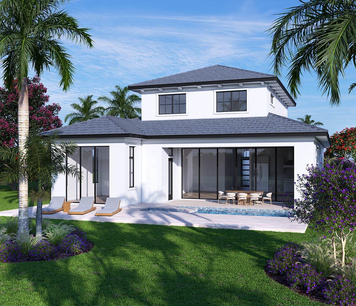 Plan 86164BW: Coastal Contemporary Florida Style House Plan with 4 Bedrooms and Lanai - Image #2 - Coastal Contemporary, Florida-Style