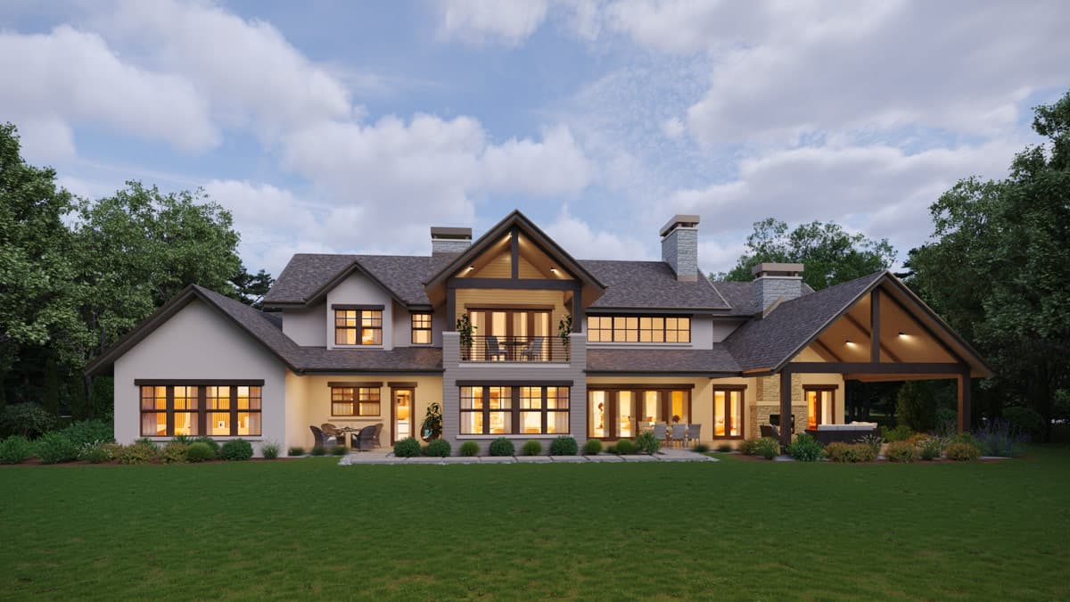 Plan 95383RW: Luxurious Mountain New American House Plan with 4-Car Garage - Image #2 - Mountain, New American