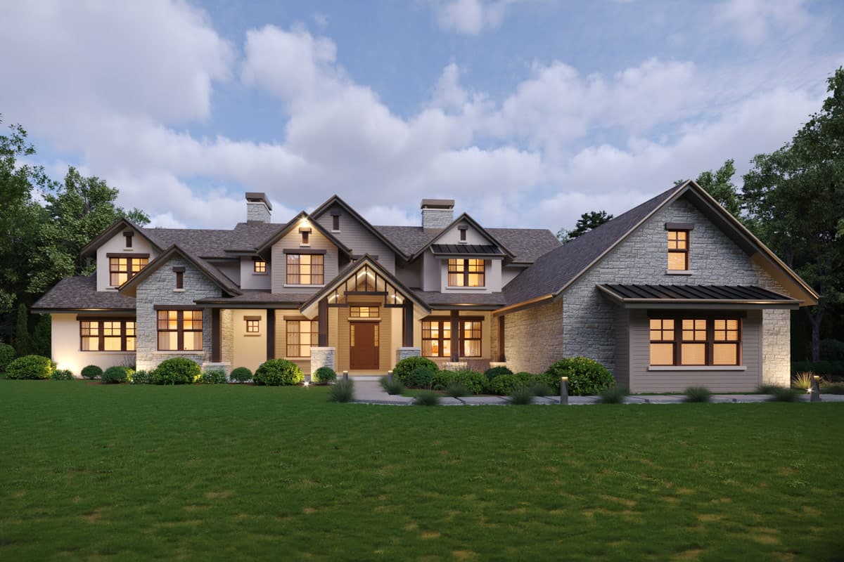 Plan image - 95383RW:Luxurious Mountain New American House Plan with 4-Car Garage