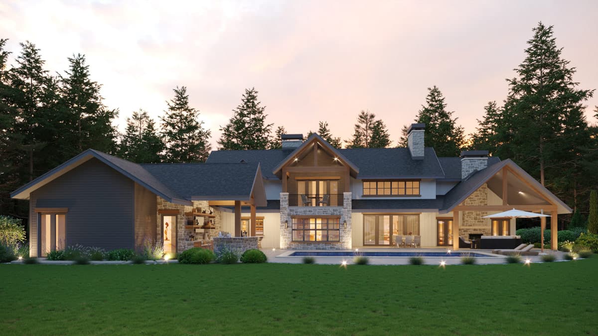Plan 95384RW: Luxurious Mountain House Plan with 4 Bedrooms and 4-Car Garage - Image #2 - Mountain, New American
