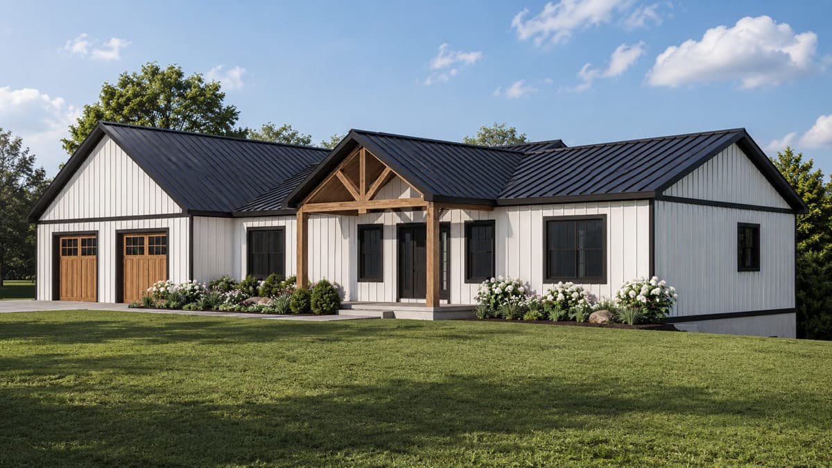 Plan 135464GRA: Modern Farmhouse Ranch House Plan with Three Bedrooms and Spacious Garage - Image #2 - Country, Craftsman, Modern Farmhouse, Ranch
