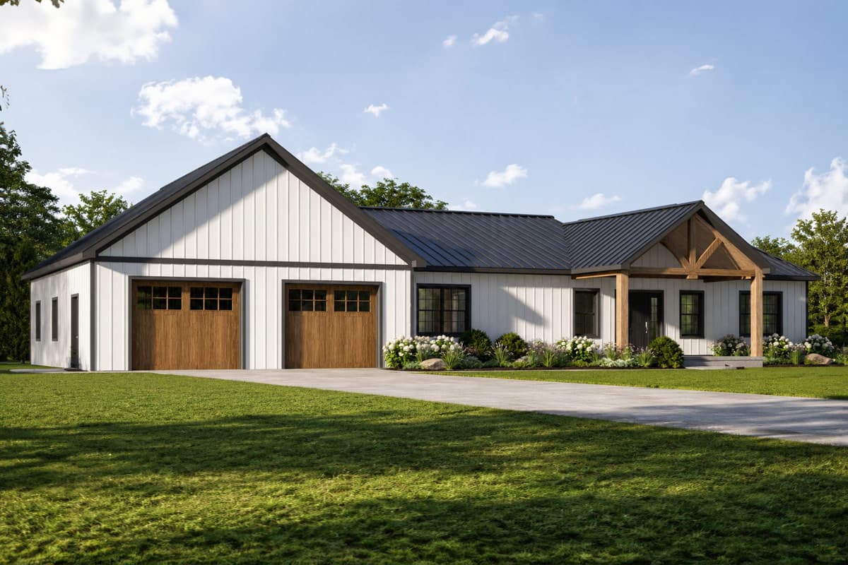 Plan image - 135464GRA:Modern Farmhouse Ranch House Plan with Three Bedrooms and Spacious Garage
