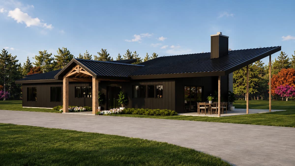 Plan 135465GRA: Modern Ranch House Plan with 3 Bedrooms and Expansive Wraparound Porch - Image #4 - Contemporary, Modern, New American, Ranch