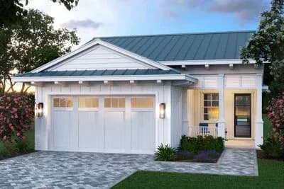 Contemporary Coastal Cottage House Plan with 3 Bedrooms and Lanai