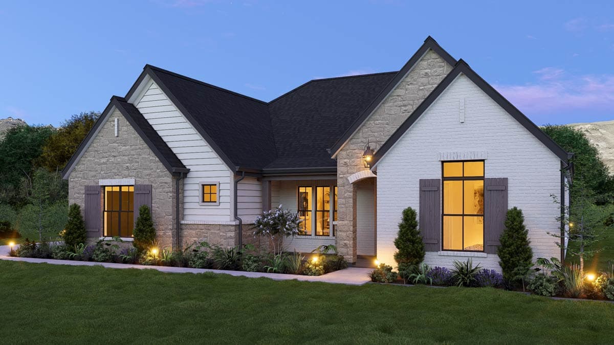 Plan 25456TF: Modern Farmhouse House Plan with 3 Bedrooms and 3-Car Garage - Image #4 - Modern Farmhouse, New American, Traditional, Transitional