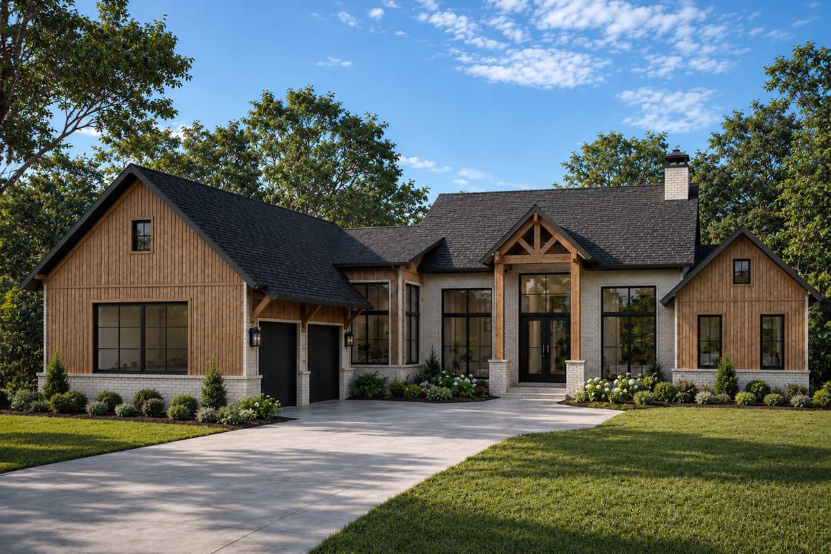 Craftsman Farmhouse House Plan with 3 Bedrooms and Vaulted Ceilings