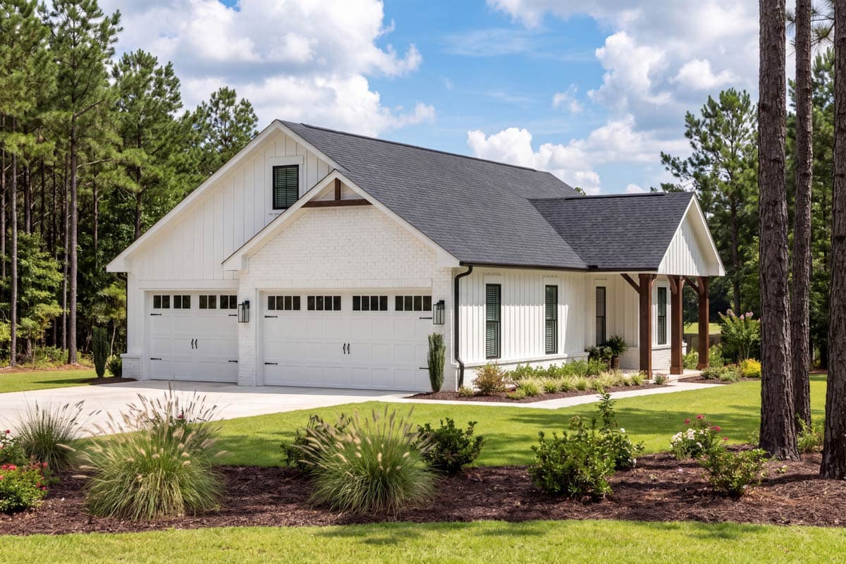 Plan 52056HZ: Stand-Alone 3-Car Garage Carriage House ADU Plan with 1-Bed Apartment in the Back - Image #5 - Carriage, Country, Modern Farmhouse, New American, Traditional