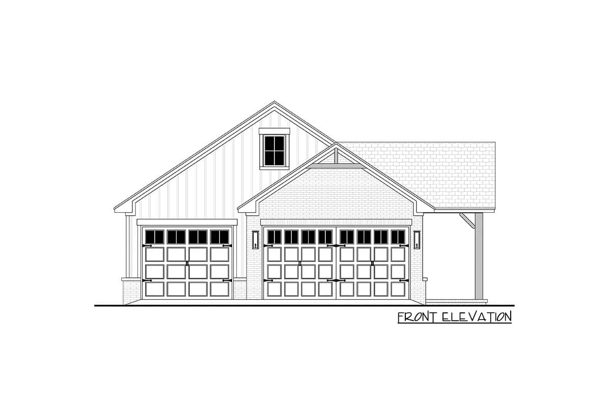 Plan 52056HZ: Stand-Alone 3-Car Garage Carriage House ADU Plan with 1-Bed Apartment in the Back - Image #6 - Carriage, Country, Modern Farmhouse, New American, Traditional