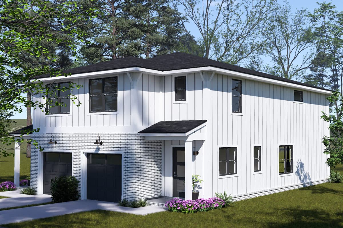 Plan 52575WM: Modern Two-Story Duplex House Plan with Three Bedrooms - Image #4 - Modern, Traditional