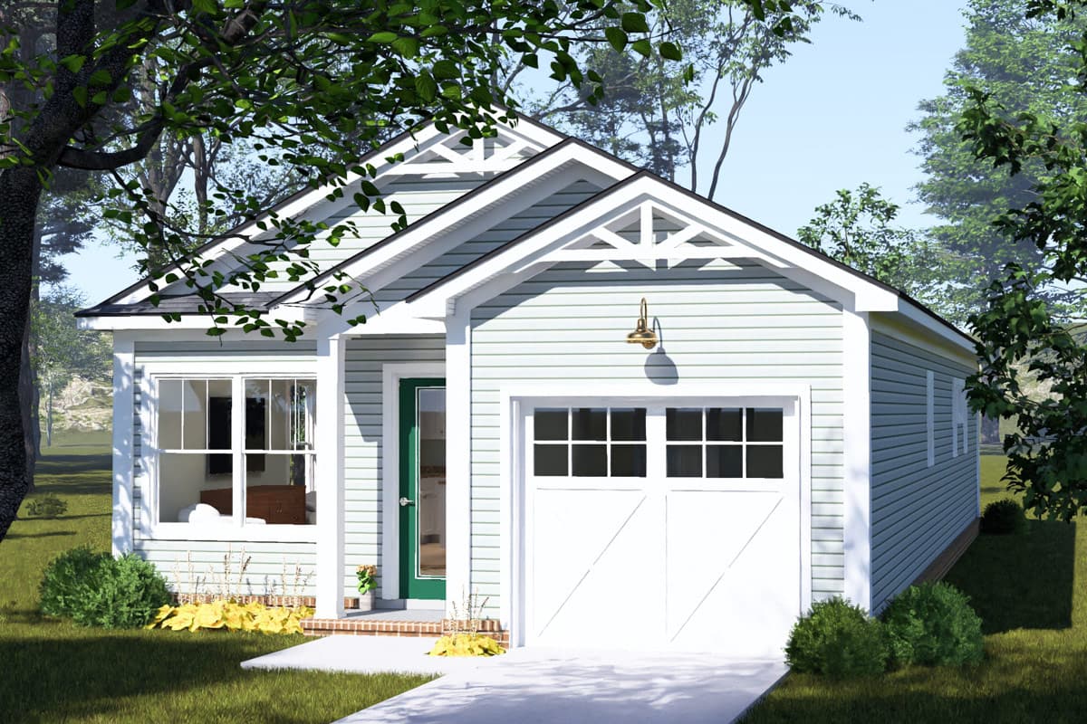 Plan 52576WM: Three Bedroom Cottage House Plan with Attached Garage - Image #3 - Cottage, Craftsman