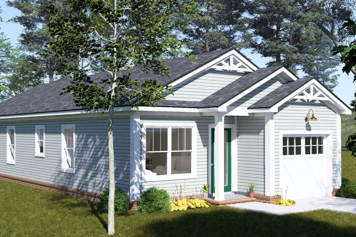 Plan 52576WM: Three Bedroom Cottage House Plan with Attached Garage - Image #6 - Cottage, Craftsman