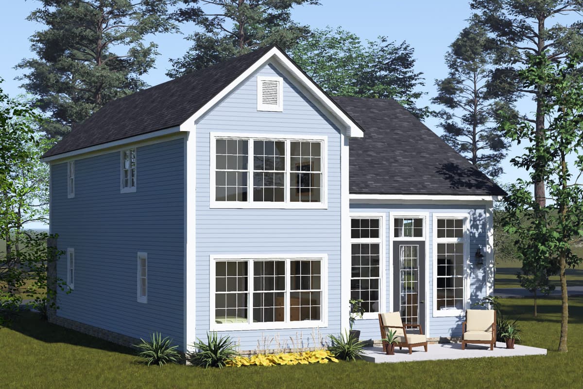 Plan 52580WM: Charming Three Bedroom Cottage House Plan with Attached One-Car Garage - Image #5 - Cottage, Traditional