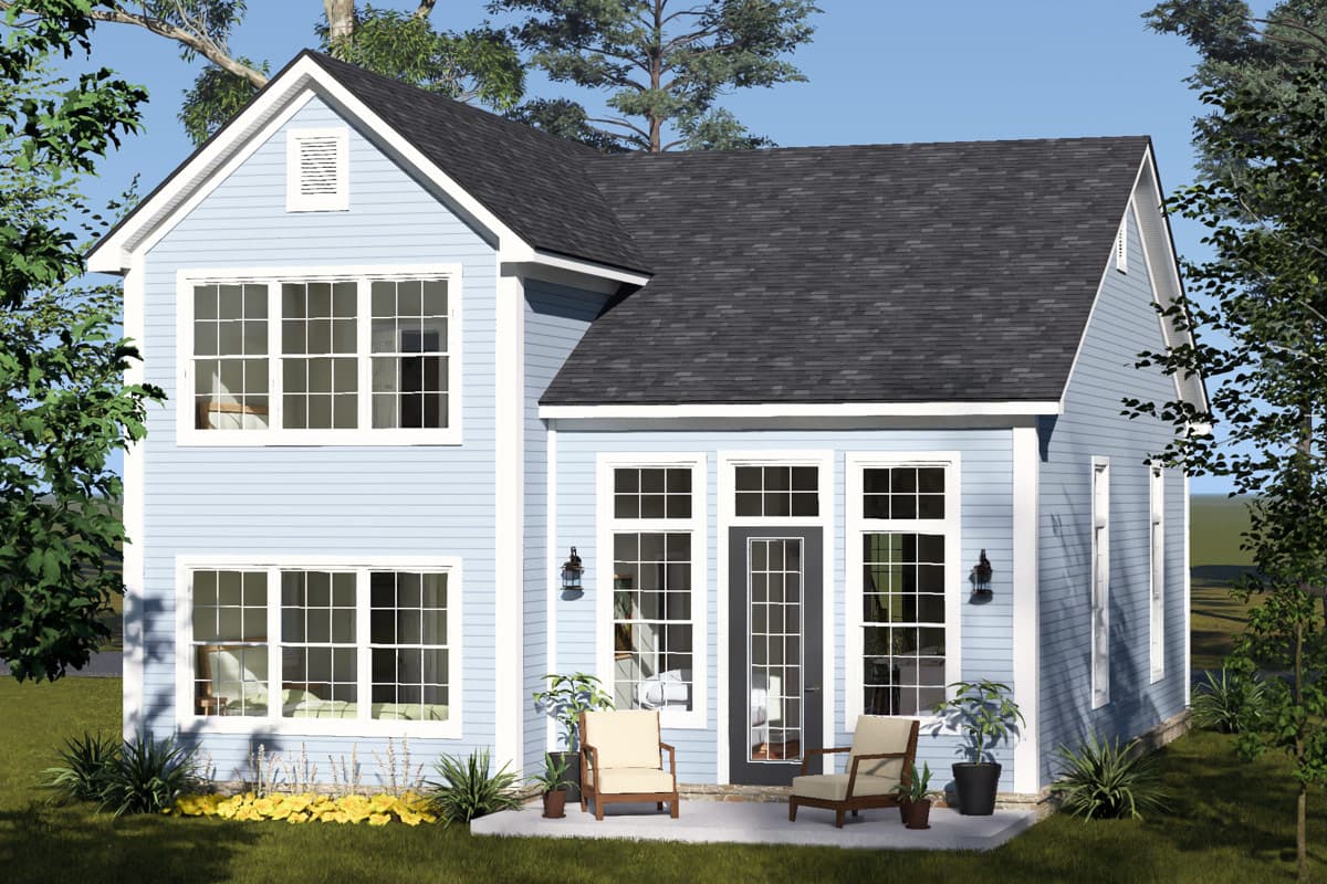 Plan 52580WM: Charming Three Bedroom Cottage House Plan with Attached One-Car Garage - Image #4 - Cottage, Traditional