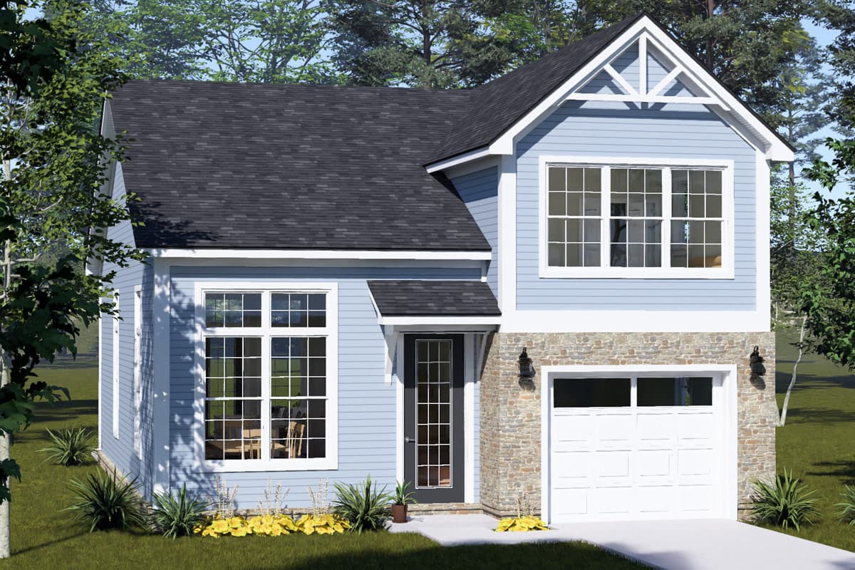 Plan 52580WM: Charming Three Bedroom Cottage House Plan with Attached One-Car Garage - Image #6 - Cottage, Traditional