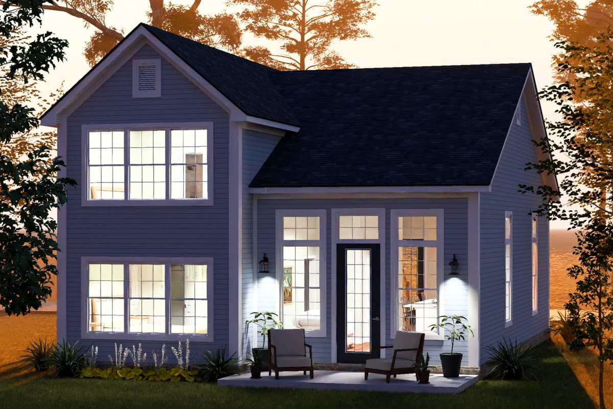 Plan 52580WM: Charming Three Bedroom Cottage House Plan with Attached One-Car Garage - Image #9 - Cottage, Traditional