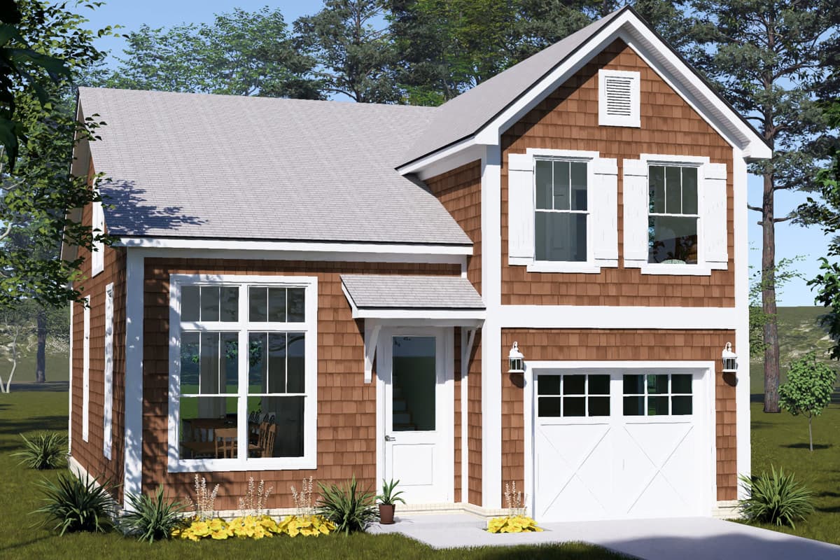 Plan 52581WM: Three Bedroom Farmhouse Plan with Attached Two Car Garage - Virtual Tour Cover Image - Cottage, Farmhouse, Traditional