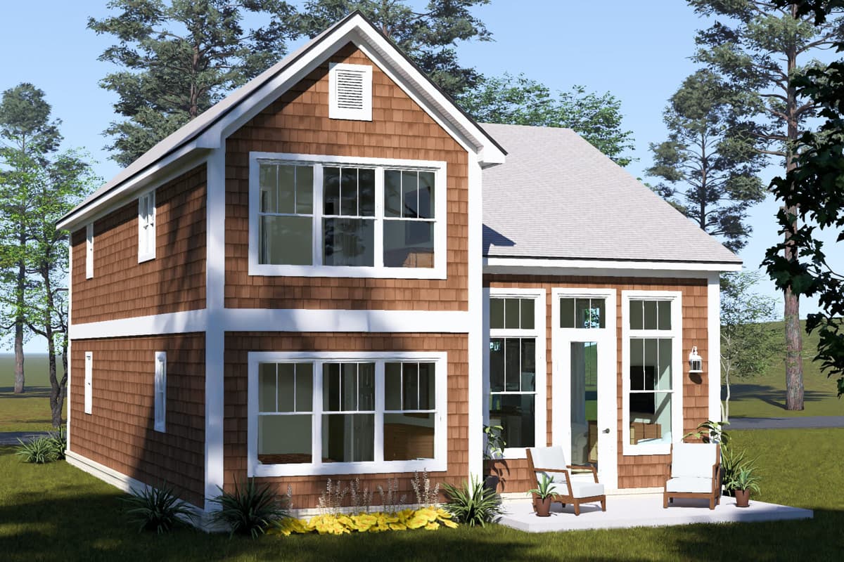 Plan 52581WM: Three Bedroom Farmhouse Plan with Attached Two Car Garage - Image #4 - Cottage, Farmhouse, Traditional