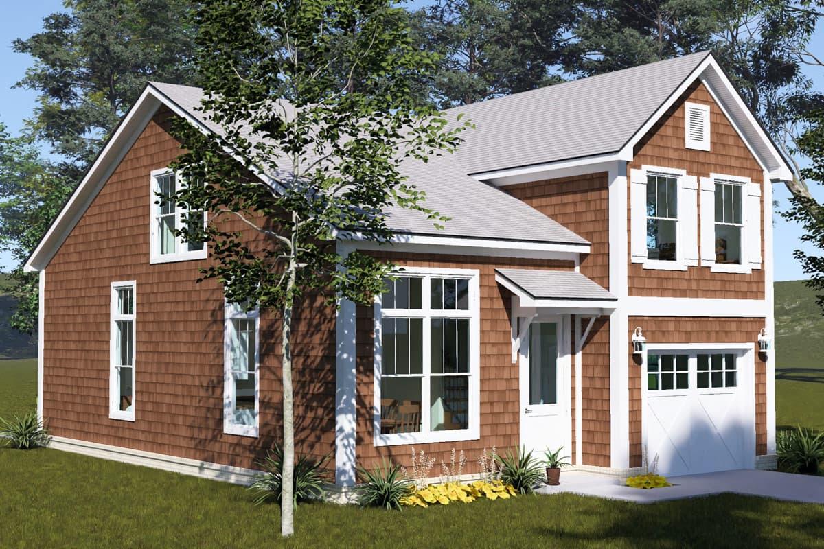 Plan 52581WM: Three Bedroom Farmhouse Plan with Attached Two Car Garage - Image #6 - Cottage, Farmhouse, Traditional