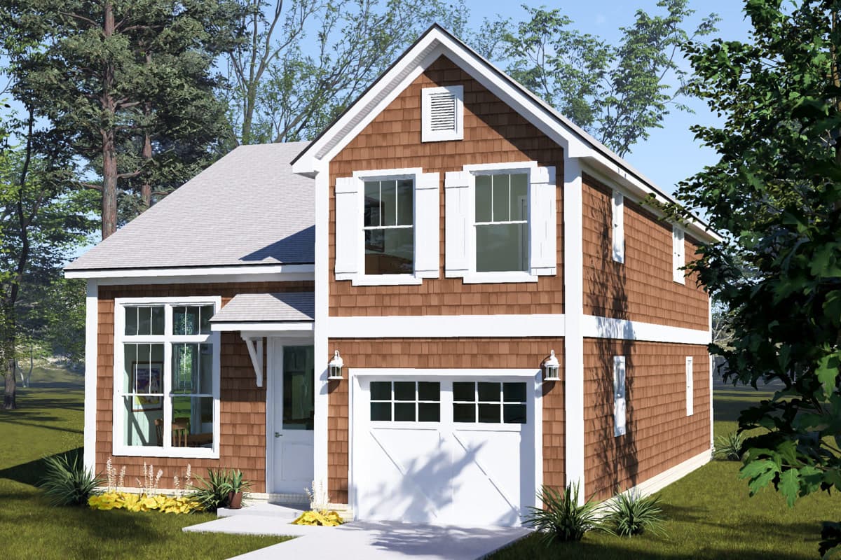 Plan 52581WM: Three Bedroom Farmhouse Plan with Attached Two Car Garage - Image #8 - Cottage, Farmhouse, Traditional