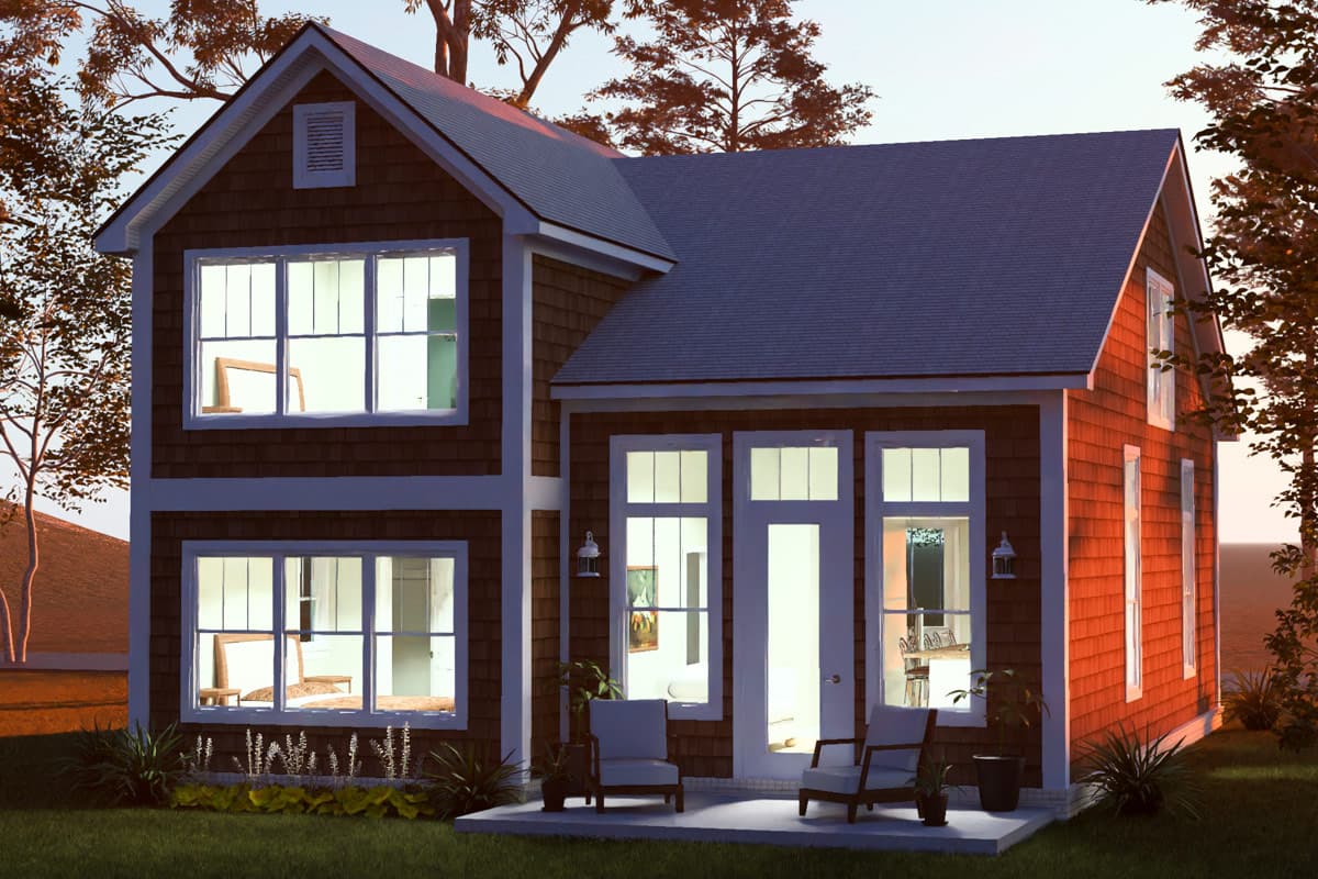 Plan 52581WM: Three Bedroom Farmhouse Plan with Attached Two Car Garage - Image #3 - Cottage, Farmhouse, Traditional