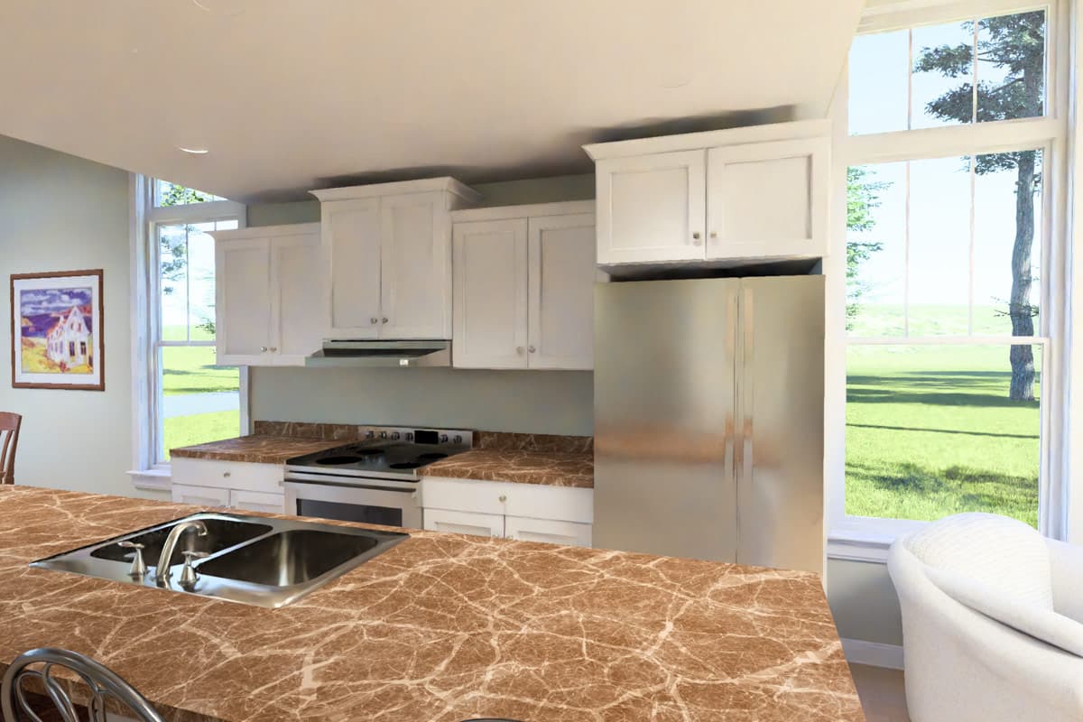 Plan 52581WM: Three Bedroom Farmhouse Plan with Attached Two Car Garage - Image #9 - Cottage, Farmhouse, Traditional