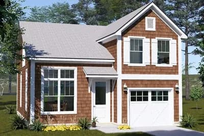 Three Bedroom Farmhouse Plan with Attached Two Car Garage