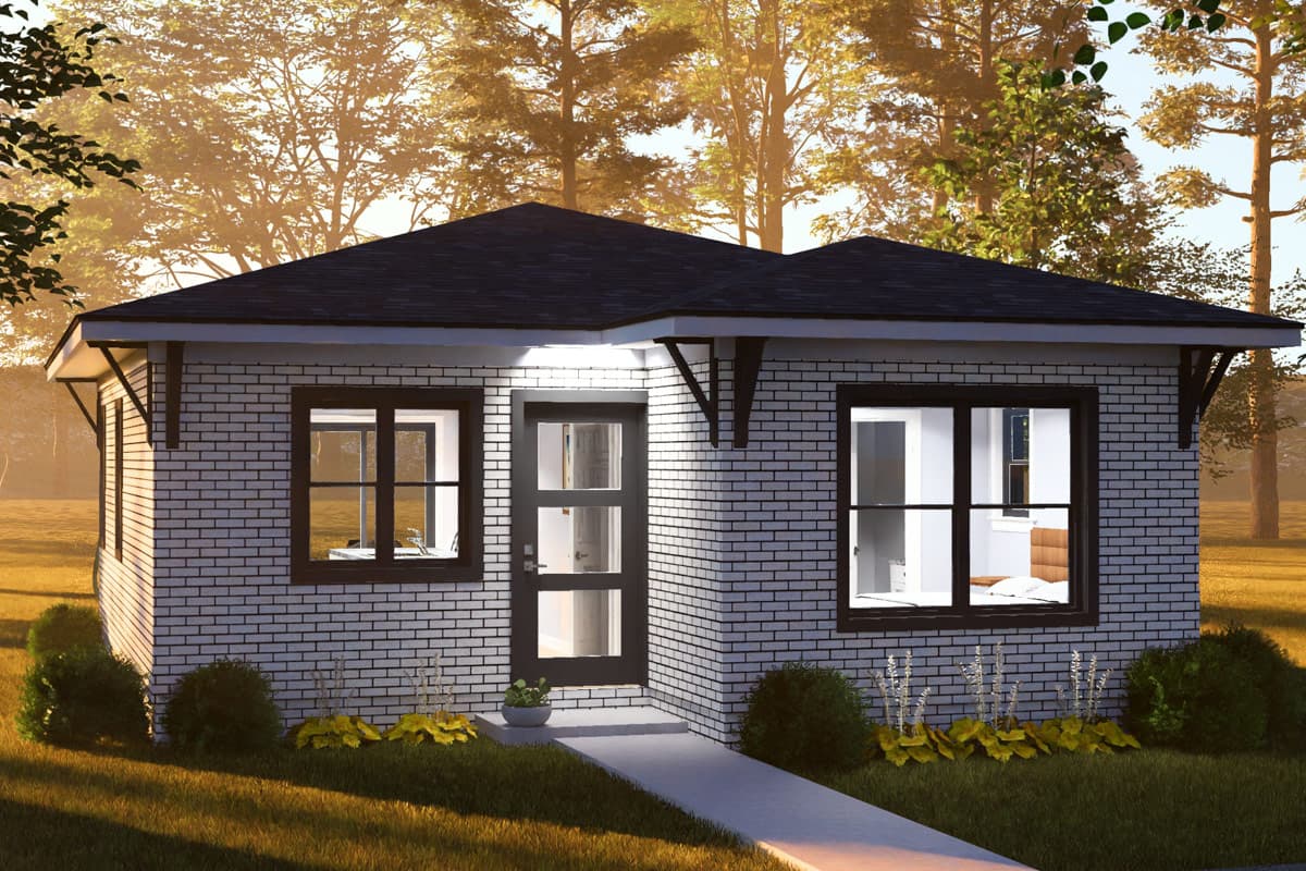 Plan 52583WM: Compact Modern Ranch House Plan with Two Bedrooms and Two Baths - Image #7 - Modern, Ranch