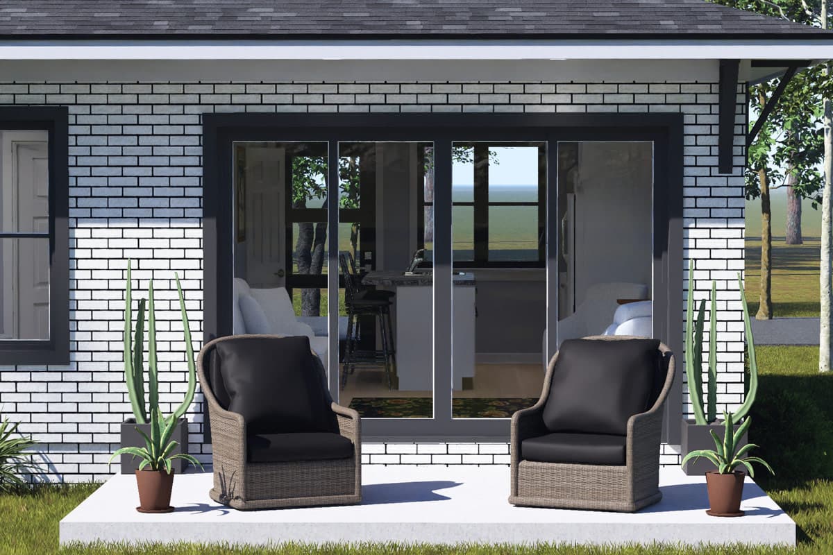 Plan 52583WM: Compact Modern Ranch House Plan with Two Bedrooms and Two Baths - Image #4 - Modern, Ranch