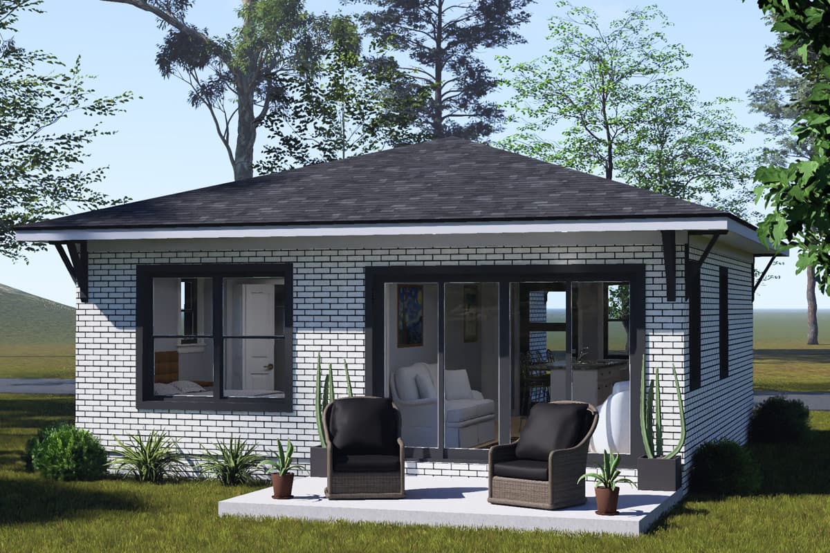 Plan 52583WM: Compact Modern Ranch House Plan with Two Bedrooms and Two Baths - Image #5 - Modern, Ranch
