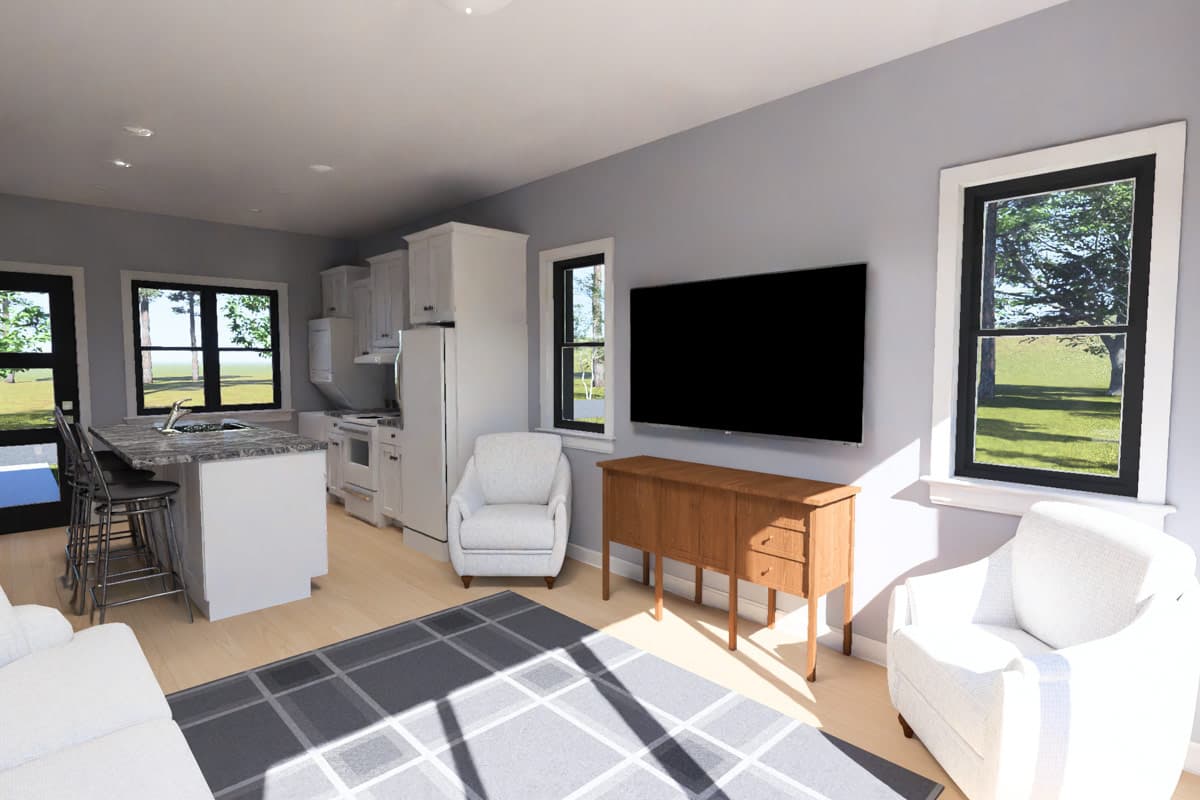 Plan 52583WM: Compact Modern Ranch House Plan with Two Bedrooms and Two Baths - Image #11 - Modern, Ranch