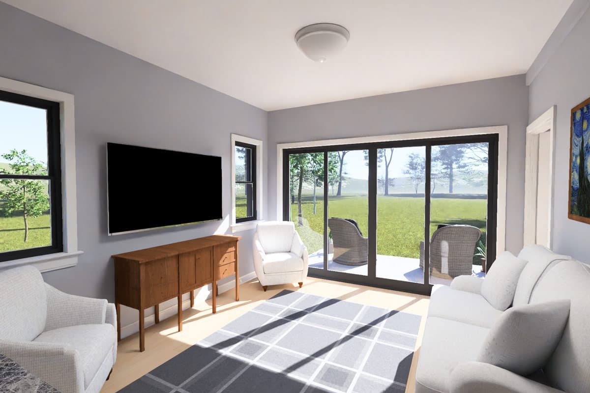 Plan 52583WM: Compact Modern Ranch House Plan with Two Bedrooms and Two Baths - Image #9 - Modern, Ranch